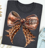 Leopard Football Bow  T-Shirt In Graphite