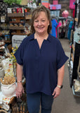 Jodifl V-Neck Collar Top, Assorted Colors