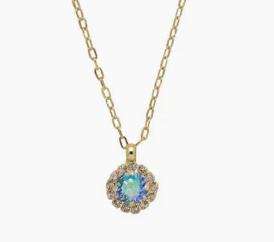 Sorrelli Haute Halo Pendant Necklace in Aqua Aurora Borealis
