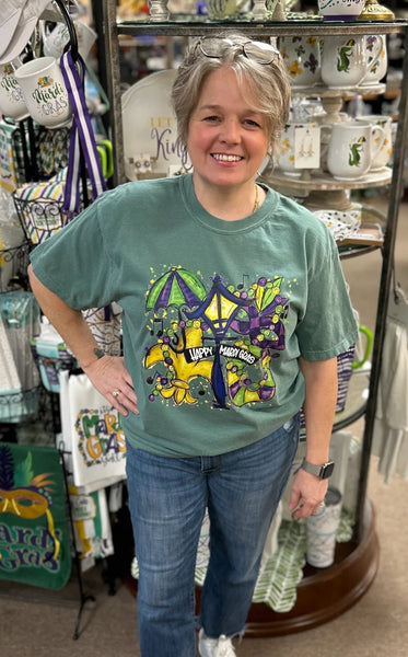 Comfort Colors “ Mardi Gras Collage ” T-Shirt In Green