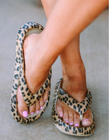 Poolside Leopard Print Flip Flops