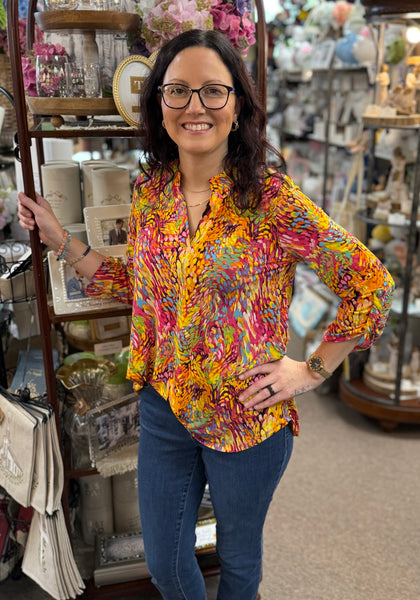 Dear Scarlett "Liz" Top In Yellow Multi