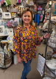 Dear Scarlett "Liz" Smocked Long Sleeve Top In Chocolate