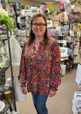 Dear Scarlett "Liz" Smocked Long Sleeve Top In Eggplant