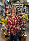 Dear Scarlett "Liz" Smocked Long Sleeve Top In Wine