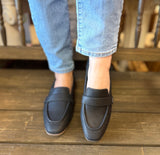 TOMS “Lynett” Loafer Flat In Black Leather