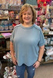 Zenana Corded Cuffed Sleeve Top, Assorted Colors