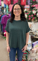 Zenana Corded Cuffed Sleeve Top, Assorted Colors