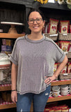 Zenana Corded Cuffed Sleeve Top, Assorted Colors