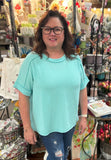 Zenana Corded Cuffed Sleeve Top, Assorted Colors