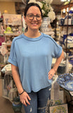 Zenana Corded Cuffed Sleeve Top, Assorted Colors