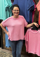 Zenana Corded Cuffed Sleeve Top, Assorted Colors