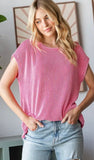 7th Ray Ribbed Knit Top With Round Neck, Assorted Colors