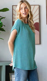 7th Ray Ribbed Knit Top With Round Neck, Assorted Colors