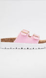 Wild Diva “Joonie” Raffia Double Strap Platform Sandal In Pink