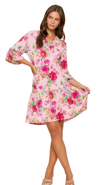 blush pink 3 4 sleeve dress Dressystar Blush Pink Fit & Flare 3/4 Sleeve Midi Dress NWT