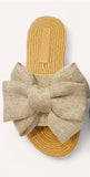 CCOCCI “Athena-24” Big Bow Ribbon Lightweight Sandals in Beige Linen