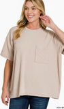 Zenana Relaxed Fit Ribbed Pocket Top, Assorted Colors