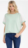 7th Ray Lace Panel Short Sleeve Top, Assorted Colors