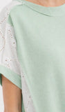 7th Ray Lace Panel Short Sleeve Top, Assorted Colors