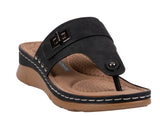 Good Choice Shoes “Arla” Hardware Thong Sandal In Black
