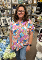 Andrée Oversized Button Front Top In Multi