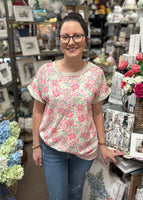 Heimish Waffle Top In Pink Floral