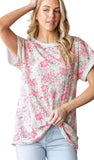HEIMISH Contrast Trim Floral Dolman Top