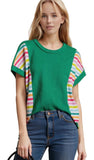 HEIMISH Multi Stripe Knit Top With Short Sleeves