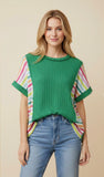 HEIMISH Multi Stripe Knit Top With Short Sleeves