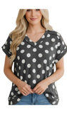 HEIMISH Polka Dot Textured V-Neck Top, Assorted Colors