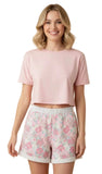 HEIMISH Floral Pinstripe Casual Shorts Pink Multi