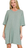 Zenana Soft Melange Hacci T-Shirts Dress, Assorted Colors