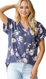 HEIMISH Floral Ribbed Short Sleeve Top