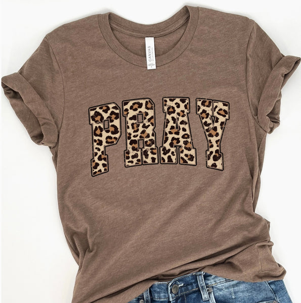 “Pray” T-Shirt In Heather Brown