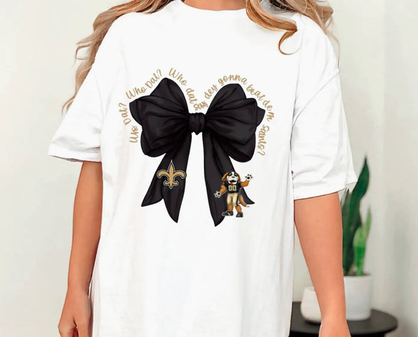 Saints Bow Football T-Shirt In White