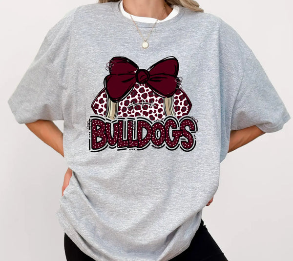 Bulldogs Coquette Football T-Shirt In Lt Gray