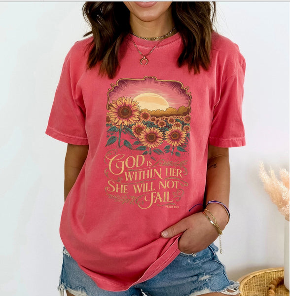 “God Is Within Her” T-Shirt In Watermelon