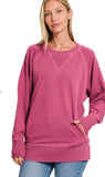 Zenana Pocket Sweatshirt, Assorted Colors