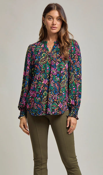 Dear Scarlett "Liz" Smocked Sleeve Top in Black