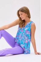 Dear Scarlett "Liz" Sleeveless Top In Blue