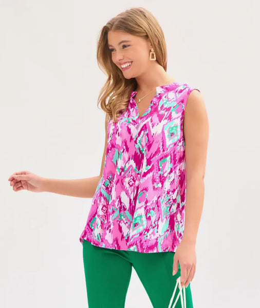 Dear Scarlett "Liz" Sleeveless Top In Vibrant Charm