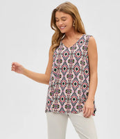 Dear Scarlett "Ivy" Sleeveless Top In Aztec