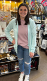 LEA Modal Spandex Zipped Hoodie in Aqua