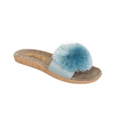 La-a Sole Pom Pom Slides in Seafoam
