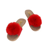 La-a Sole Pom Pom Slides In Red