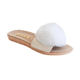 La-a Sole Pom Pom Slides In White