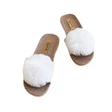 La-a Sole Pom Pom Slides In White