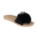 La-a Sole Pom Pom Slides in Black