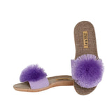 La-a Sole Pom Pom Slides in Lilac